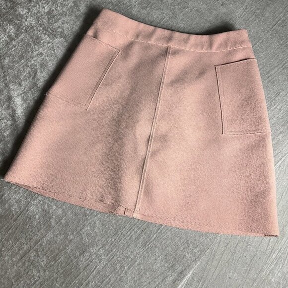 TOPSHOP Pink Cargo Style Mini A Line Skirt Size 4 Raw Hem MOTO Preppy Casual - Picture 3 of 12